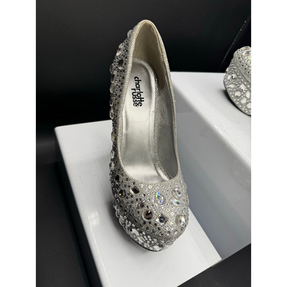 Charlotte Russe Silver Rhinestone 6” Stiletto Heels - Size 8W - Picture 10 of 10